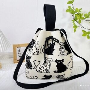 Japanese Style Anime‎ Cat Handbag Drawstring Sakura Purse Kawaii Bag New